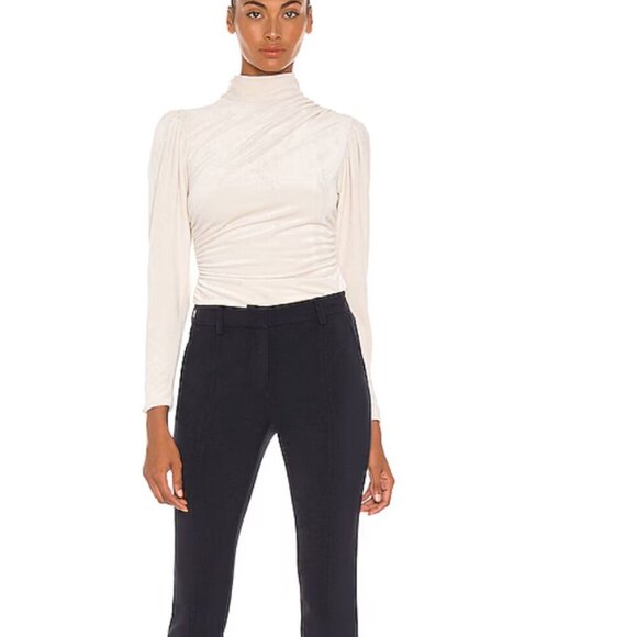 ALC Joss Top Blouse Mock Neck Long Sleeve Velvet Velour Ivory Cream Size 10 - Picture 2 of 10